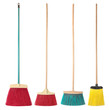 Set of colorful brooms  isolated on a white background. Cleaning the house topic