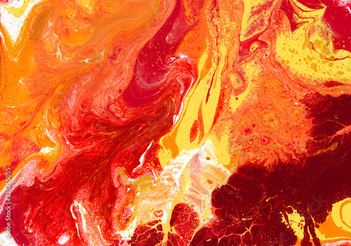 Fotografie, Obraz Fire | Red, Orange, Yellow, Gold, and White Fluid Acrylic Abstract Painting