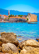 View of old district of Budva from the sea, Montenegro