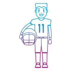 Sticker - degraded line football man sport with uniform and helmet