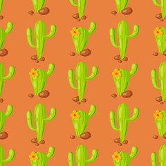 Wall Mural - Nature succulent home cactus tropical plant vector illustration seamless pattern background