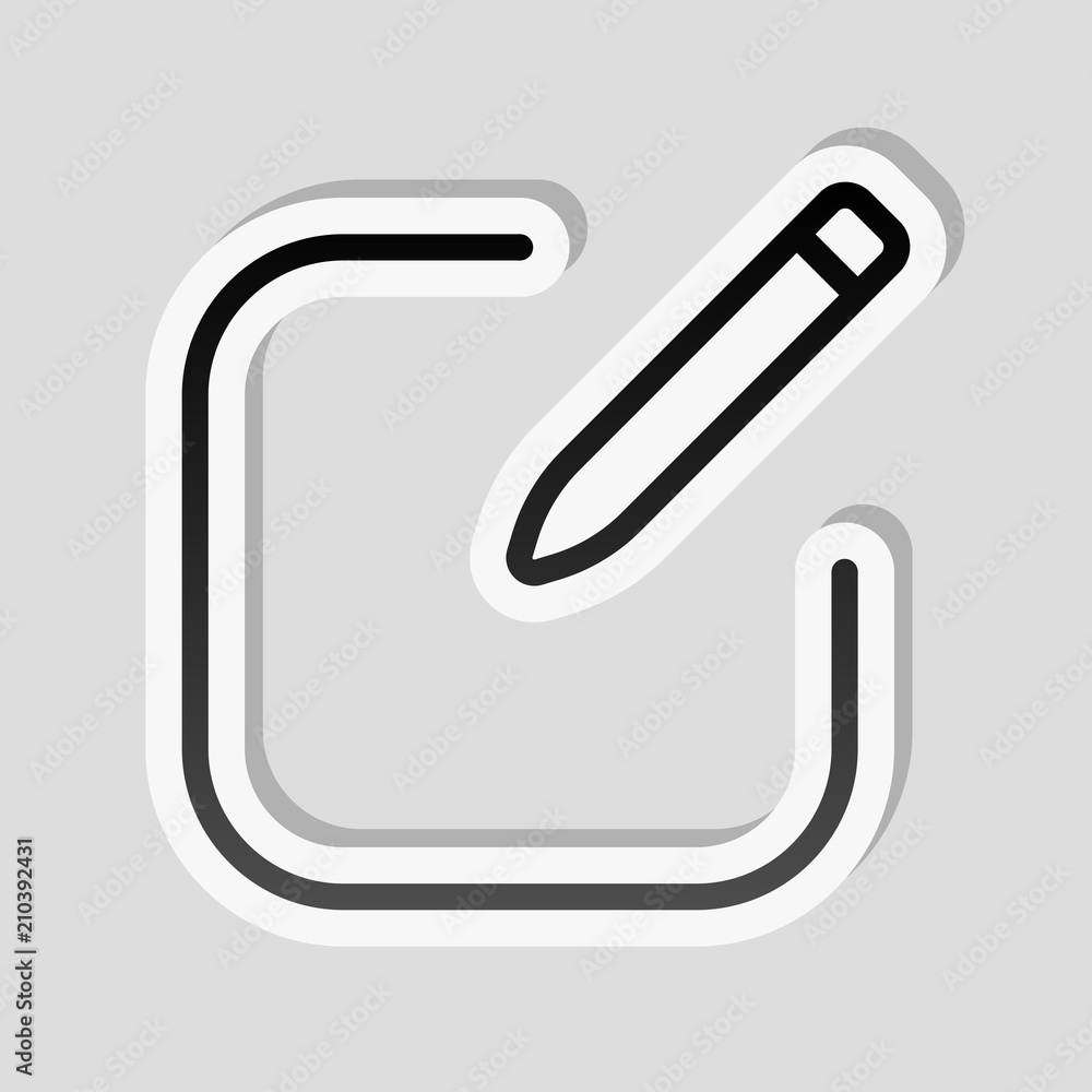 Edit icon. Square and pen. Linear, thin outline. Sticker style w Stock  Vector | Adobe Stock, image size:1000x1000