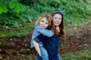 Canvas Print - Happy children a park enjoying a beautiful day