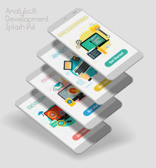 Wall Mural - flat design responsive ui mobile app with 3d mockups