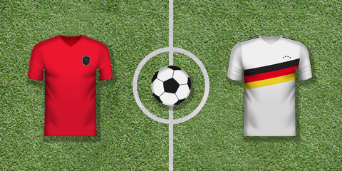 South Korea vs Germany international soccer game pairing on football field