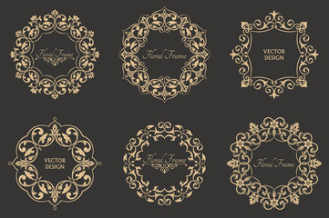 Wall Mural - Set of circular baroque patterns