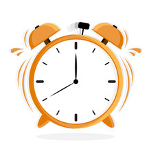 Yellow Alarm Clock . Ringing Clock. Vector Illustration Design.