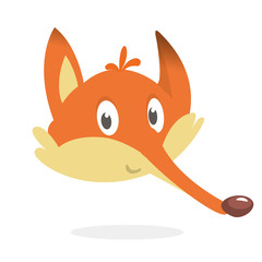 Cartoon red fox head. Vector illustration of red smiling fox icon.