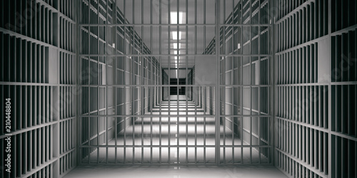 Cuadros en Lienzo Prison interior. Jail cells, dark background. 3d illustration