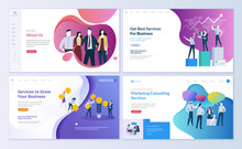Set Of Web Page Design Templates For Business, Finance And Marketing. Modern Vector Illustration Concepts For Website And Mobile Website Development. Easy To Edit And Customize.