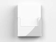 Acrylic Wall Mount Brochure Holder With Blank White Brochures. 3d Render Illustration.