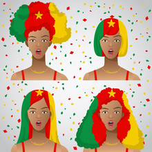 Surprised Woman With National Flag Haircut : Vector Illustration