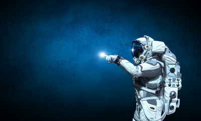 spaceman and his mission. mixed media