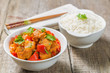 Pork in sweet and sour sauce. A dish of Chinese national cuisine. 