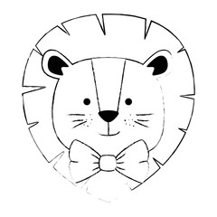 Poster - cute lion head character icon vector illustration design