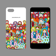 Wall Mural - Mobile phone design. Matryoshka, russian nesting dolls