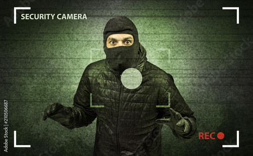 Cuadros en Lienzo Caught burglar by house camera in action.