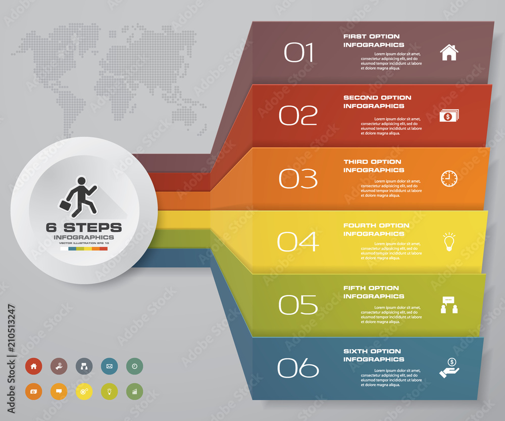 6 steps Infographics element chart for presentation. EPS 10. Arrow ...