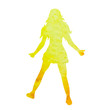 © zolotons - isolated, white background, watercolor silhouette girl dancing, yellow