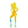 © zolotons - white background, watercolor silhouette girl dancing