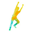 © zolotons - white background, watercolor silhouette man dancing dance