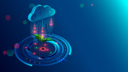 Wall Mural - cloud storage with big data analysis processing. data information flow analyzing helping business an