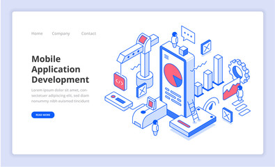 Mobile Application Development Isometry Illustration