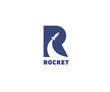 Creative rocket in R letter vector logo design. Vector sign. Character logotype symbols. Logo icon design for website