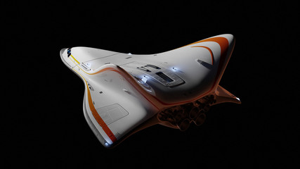 Wall Mural - modern spaceship isolated on black background, shuttle aircraft concept