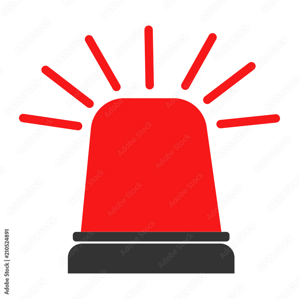 Flashing alarm signal. Police or ambulance red flasher siren logo. Flat  style. Flasher alert icon. Simple flat vector illustration Stock Vector |  Adobe Stock, image size:1000x1000