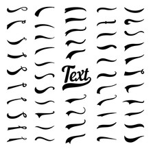 Typography Tails Shape For Football Or Athletics Baseball Sport Team Sign. Texting Letters Tail For Lettering Or Logo Design Vector Set