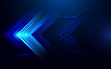 Aufkleber - Abstract dark blue Arrows and hexagons background. Futuristic and technology concept
