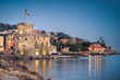italian castle at twilight Rapallo Genoa Italian riviera night