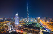 Amazing night dubai downtown skyline, Dubai, Emirates
