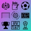 © Ольга Гетманова - Vector icon set  about soccer with 9 icons related to nation, win, blue, white and matchbook