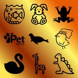 Fototapeta  - Vector icon set  about animals with 9 icons related to aquatic, alone, monster, glass and white