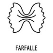 Farfalle pasta icon. Outline farfalle pasta vector icon for web design isolated on white background