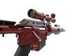 Crimson modern sniper rifle - low angle shot - extreme closeup shot