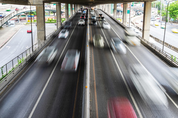 Wall Mural - Motion blur of car on the road in the city