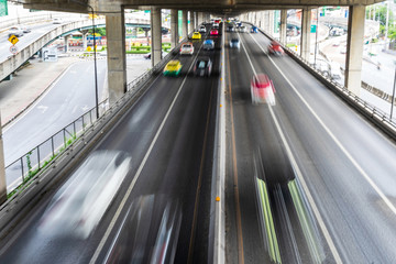 Wall Mural - Motion blur of car on the road in the city