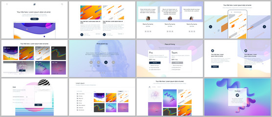 vector templates for website design, minimal presentations, portfolio with geometric colorful patter