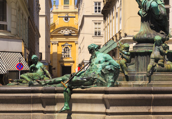 Canvas Print - Donnerbrunnen fountain in Vienna, Austria