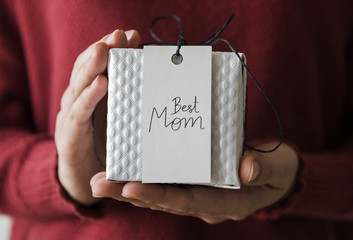 Poster - Woman holding present for her mom