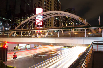 Motion light traffic in city Bangkok Thailand