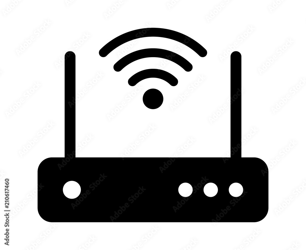 Internet service wireless router / modem with wifi signal flat vector icon for apps and websites - obrazy, fototapety, plakaty 