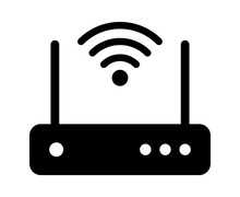 Internet Service Wireless Router / Modem With Wifi Signal Flat Vector Icon For Apps And Websites