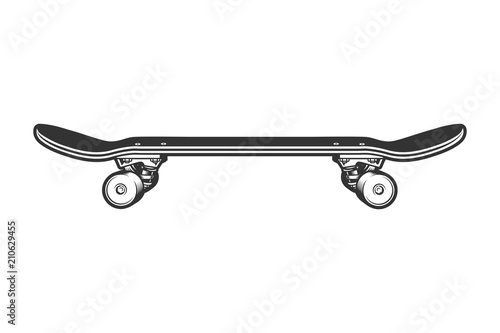 Fotomural Monochrome sport skateboard side view template