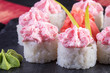 © Abramov Maksim - Японская кухня. Горячие и холодные закуски из морепродуктов. Суши и роллы и креветки. Японская еда и морепродукты в ресторане.