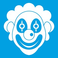 Wall Mural - Clown icon white isolated on blue background vector illustration