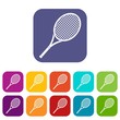 © ylivdesign - Tennis racket icons set vector illustration in flat style in colors red, blue, green, and other